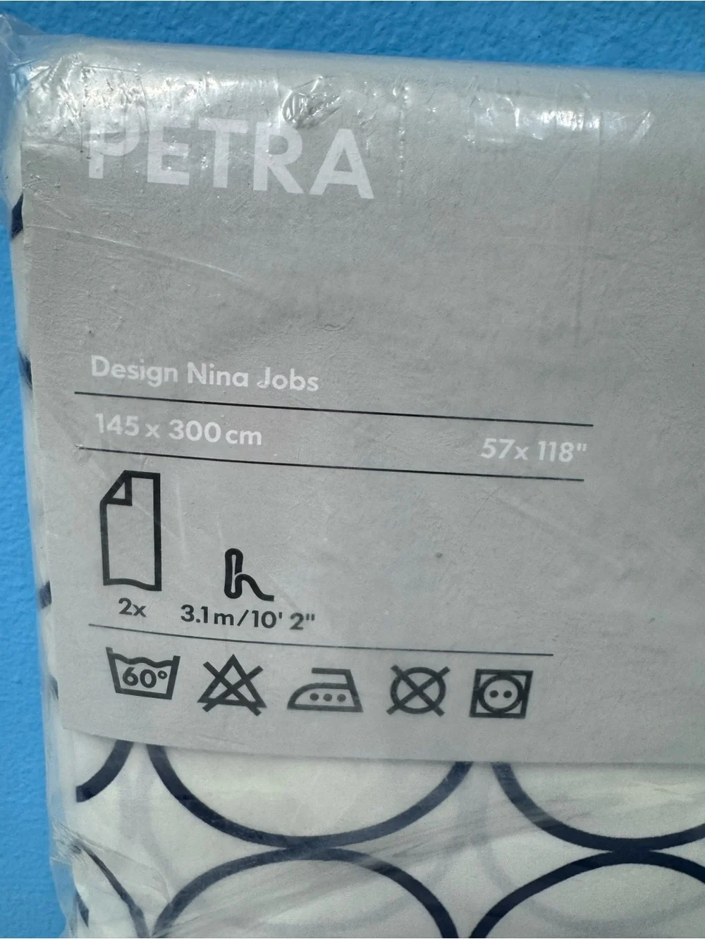 IKEA PETRA Curtain Panels Design Nina Jobs Circle Pattern White Blue